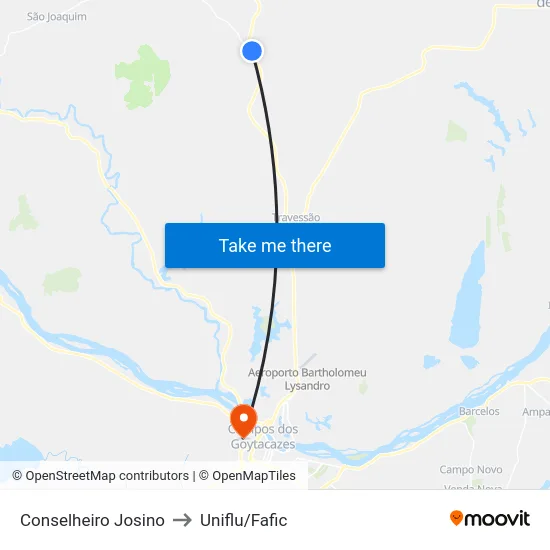 Conselheiro Josino to Uniflu/Fafic map