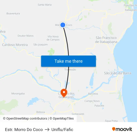 Estr. Morro Do Coco to Uniflu/Fafic map