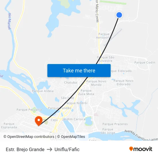 Estr. Brejo Grande to Uniflu/Fafic map