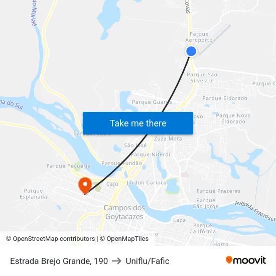 Estrada Brejo Grande, 190 to Uniflu/Fafic map