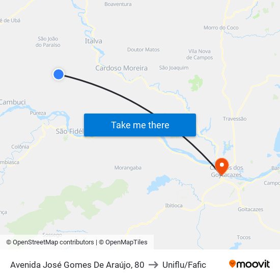 Avenida José Gomes De Araújo, 80 to Uniflu/Fafic map