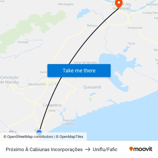 Próximo À Cabiunas Incorporações to Uniflu/Fafic map