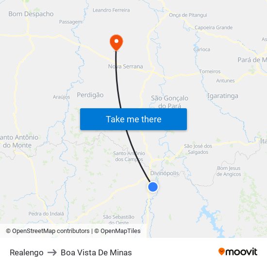 Realengo to Boa Vista De Minas map