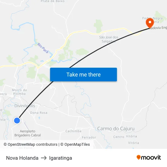 Nova Holanda to Igaratinga map