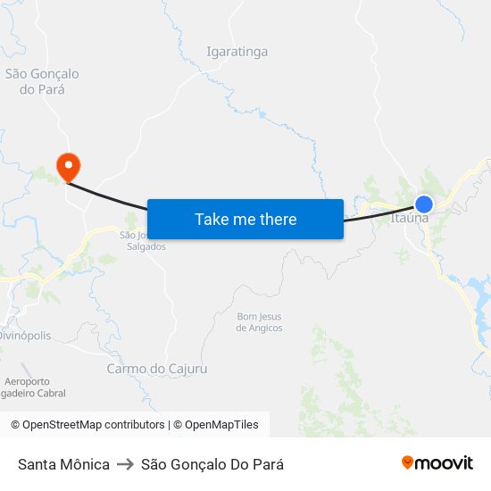 Santa Mônica to São Gonçalo Do Pará map