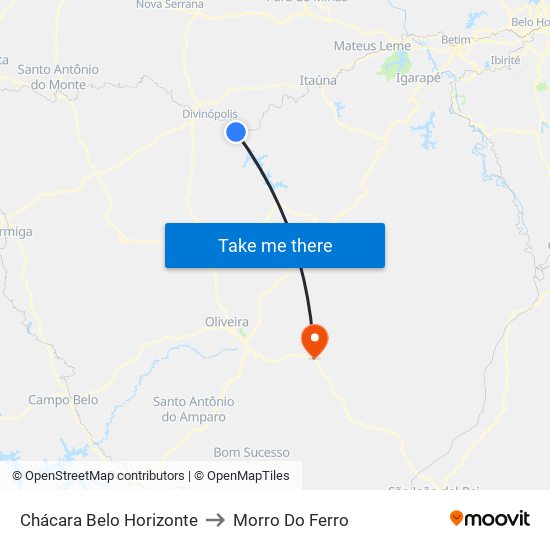 Chácara Belo Horizonte to Morro Do Ferro map