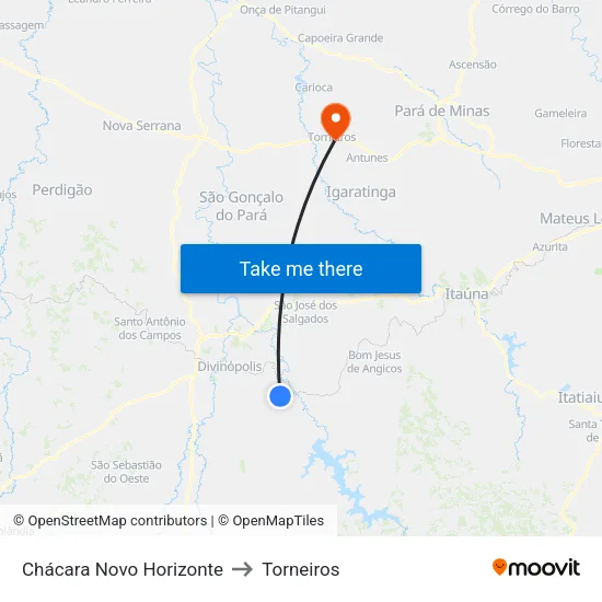 Chácara Novo Horizonte to Torneiros map