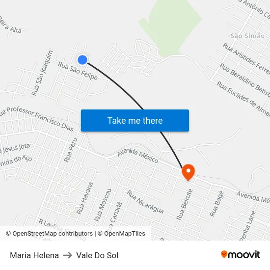 Maria Helena to Vale Do Sol map