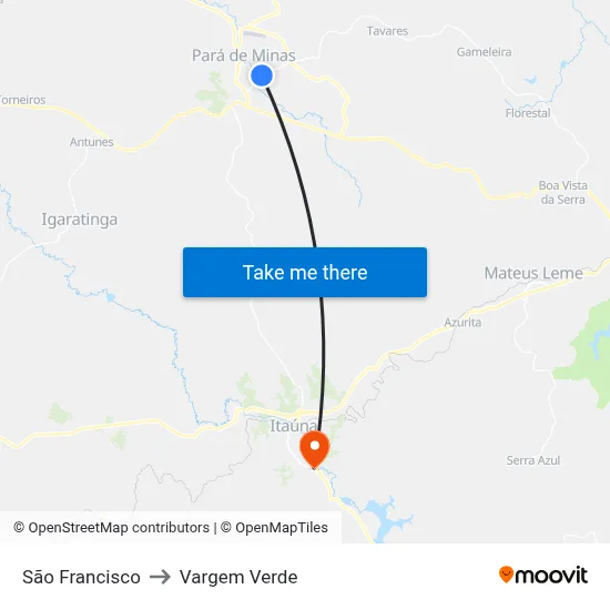 São Francisco to Vargem Verde map