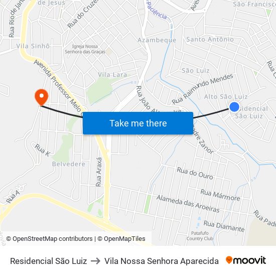 Residencial São Luiz to Vila Nossa Senhora Aparecida map