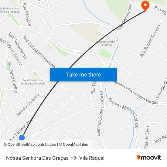 Nossa Senhora Das Graças to Vila Raquel map