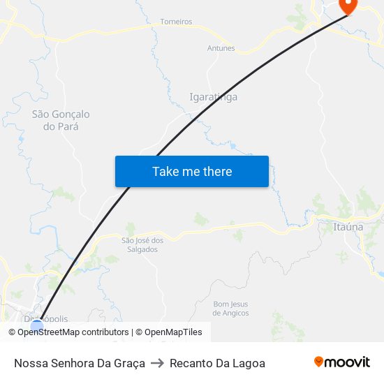 Nossa Senhora Da Graça to Recanto Da Lagoa map