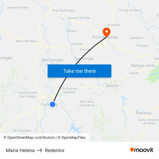 Maria Helena to Redentor map
