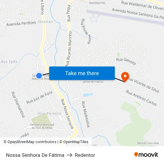 Nossa Senhora De Fátima to Redentor map