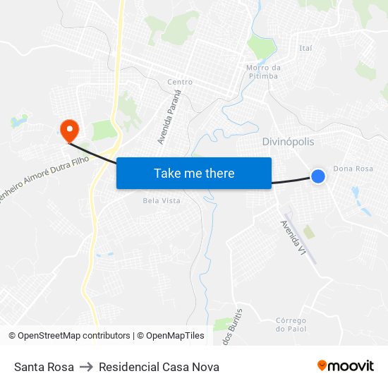 Santa Rosa to Residencial Casa Nova map