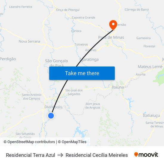 Residencial Terra Azul to Residencial Cecília Meireles map