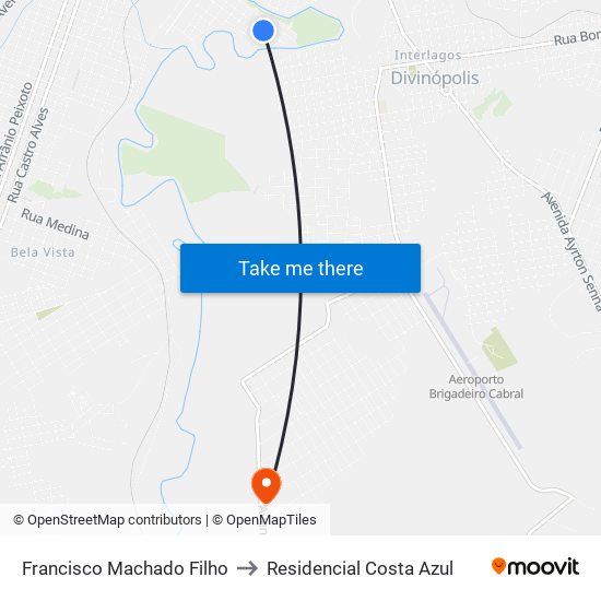 Francisco Machado Filho to Residencial Costa Azul map