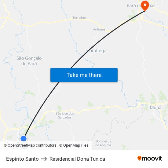 Espírito Santo to Residencial Dona Tunica map