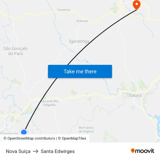 Nova Suíça to Santa Edwirges map
