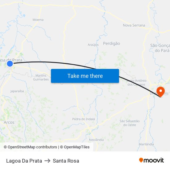 Lagoa Da Prata to Santa Rosa map