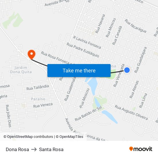 Dona Rosa to Santa Rosa map