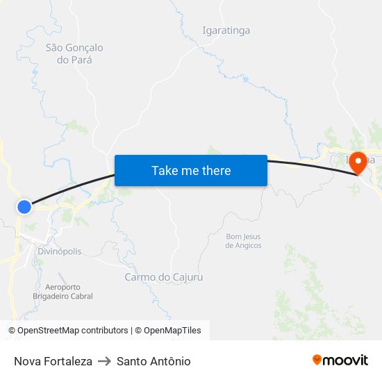 Nova Fortaleza to Santo Antônio map