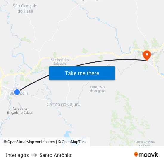 Interlagos to Santo Antônio map