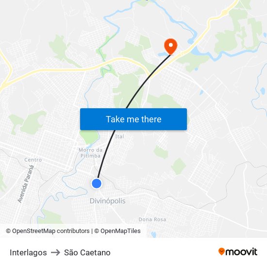 Interlagos to São Caetano map