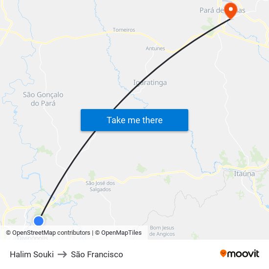 Halim Souki to São Francisco map