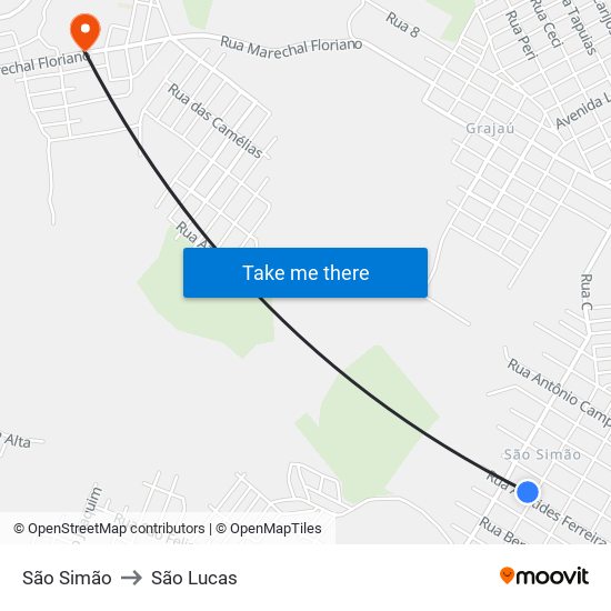 São Simão to São Lucas map