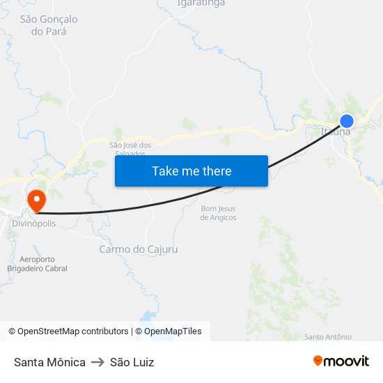 Santa Mônica to São Luiz map