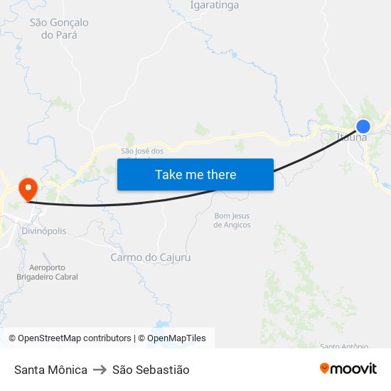 Santa Mônica to São Sebastião map