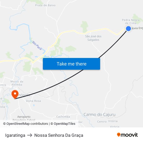 Igaratinga to Nossa Senhora Da Graça map