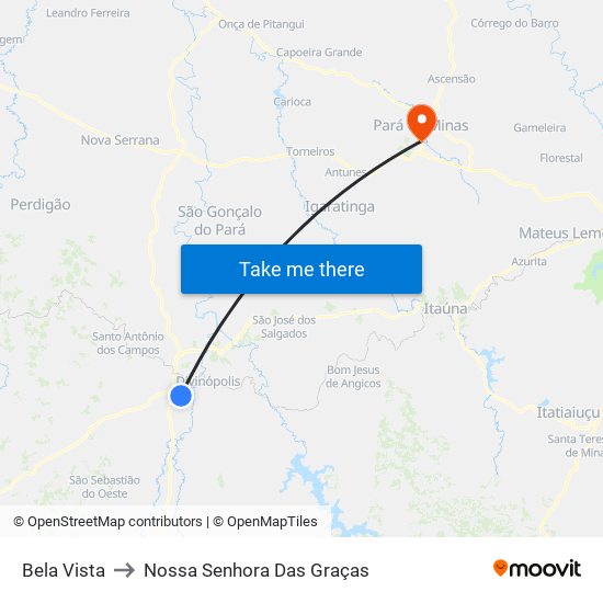 Bela Vista to Nossa Senhora Das Graças map