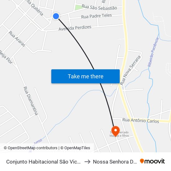 Conjunto Habitacional São Vicente De Paulo to Nossa Senhora De Fátima map