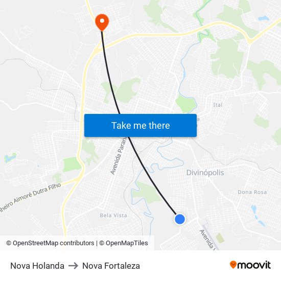 Nova Holanda to Nova Fortaleza map