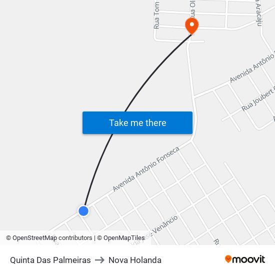 Quinta Das Palmeiras to Nova Holanda map