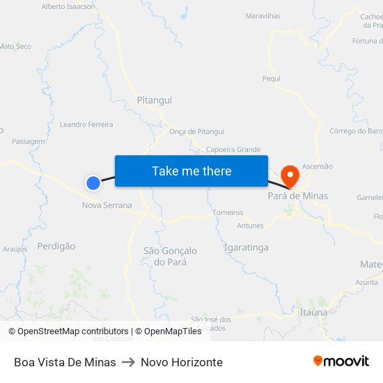 Boa Vista De Minas to Novo Horizonte map