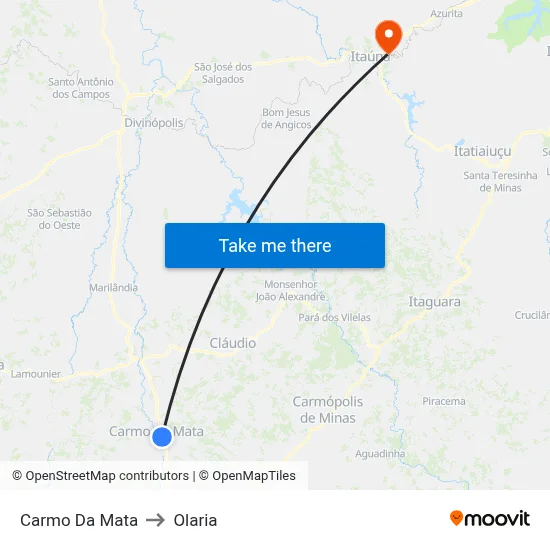 Carmo Da Mata to Olaria map
