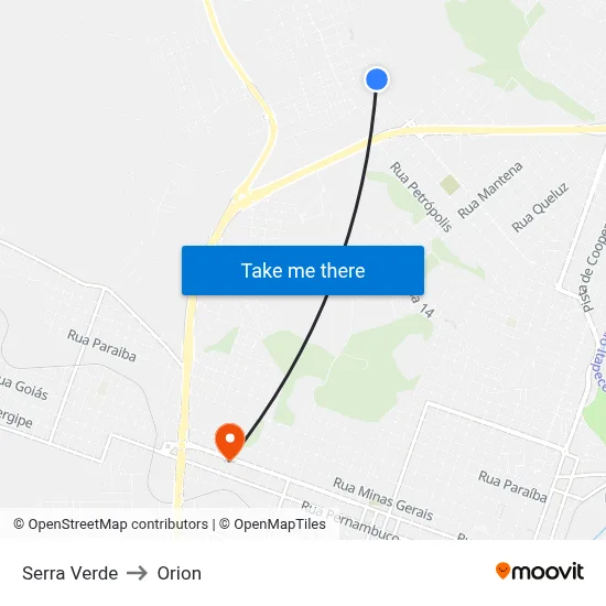 Serra Verde to Orion map