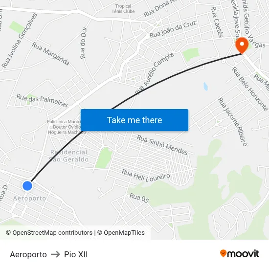 Aeroporto to Pio XII map