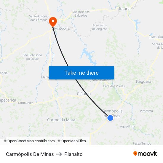 Carmópolis De Minas to Planalto map