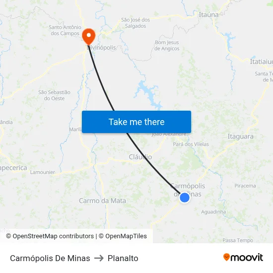 Carmópolis De Minas to Planalto map