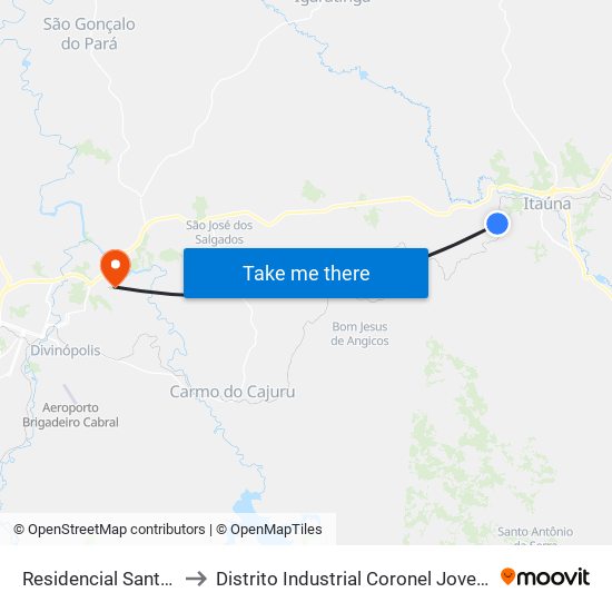 Residencial Santanense to Distrito Industrial Coronel Jovelino Rabelo map