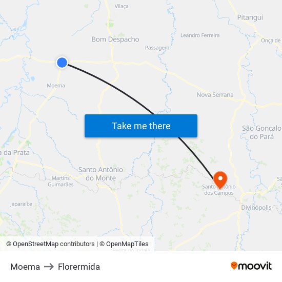 Moema to Florermida map