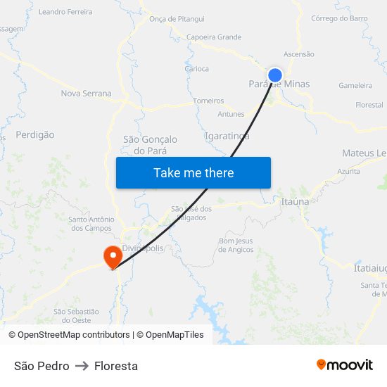 São Pedro to Floresta map