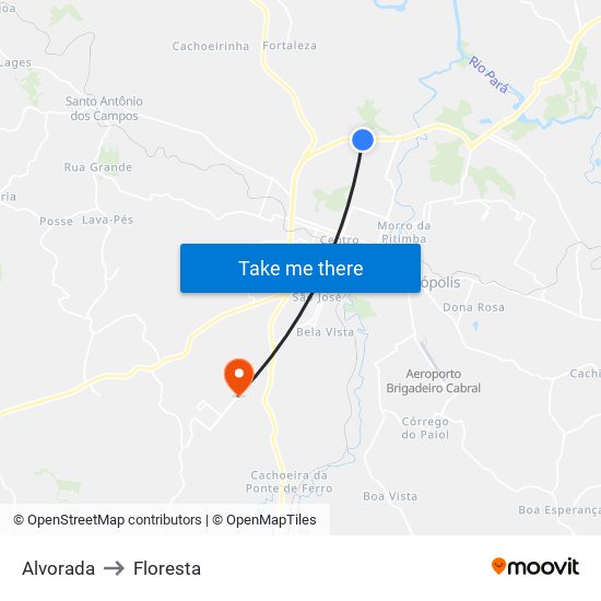 Alvorada to Floresta map