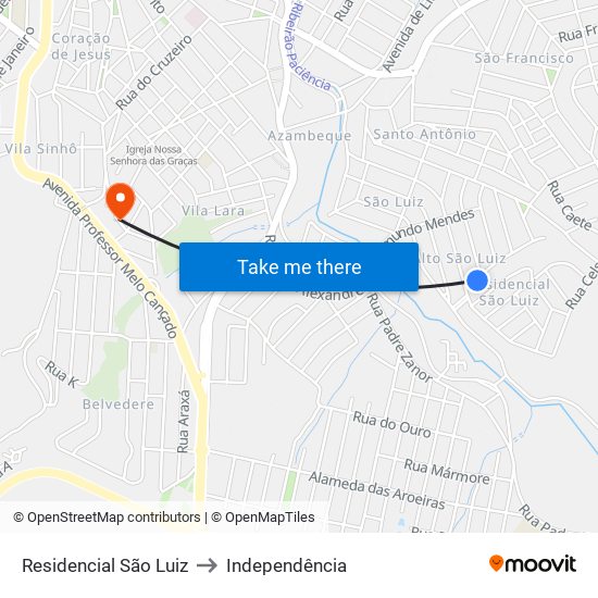 Residencial São Luiz to Independência map