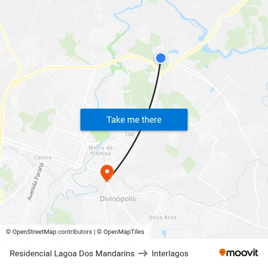Residencial Lagoa Dos Mandarins to Interlagos map