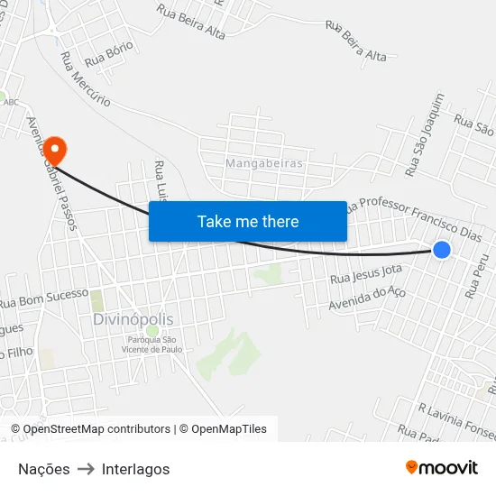 Nações to Interlagos map